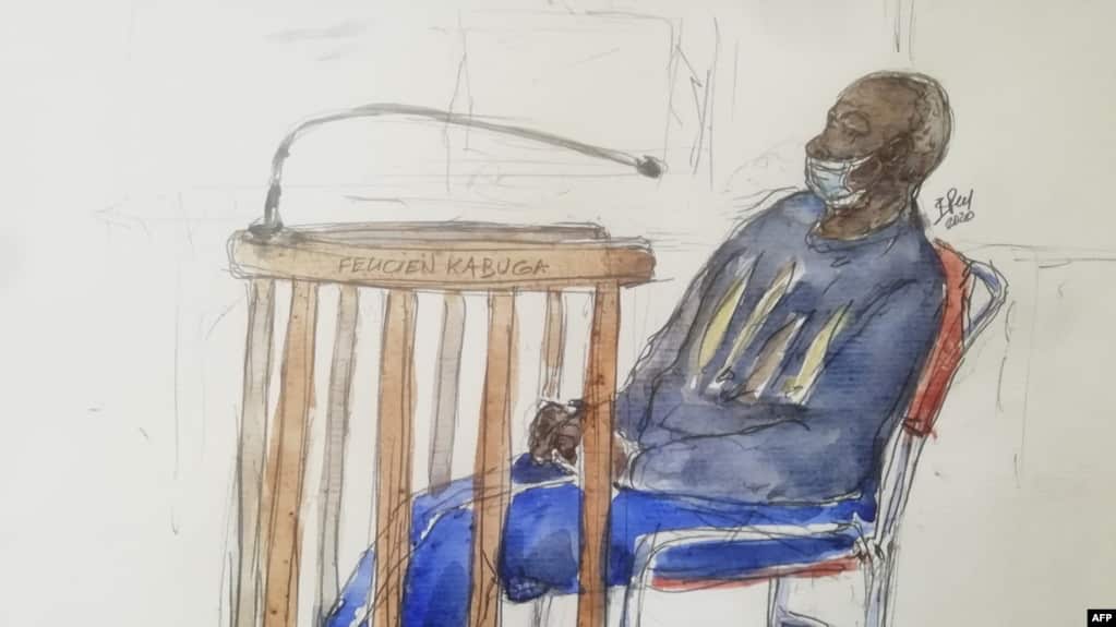 A courtroom sketch shows Fu00e9licien Kabuga, one of the last key suspects in the 1994 Genocide against the Tutsi. 