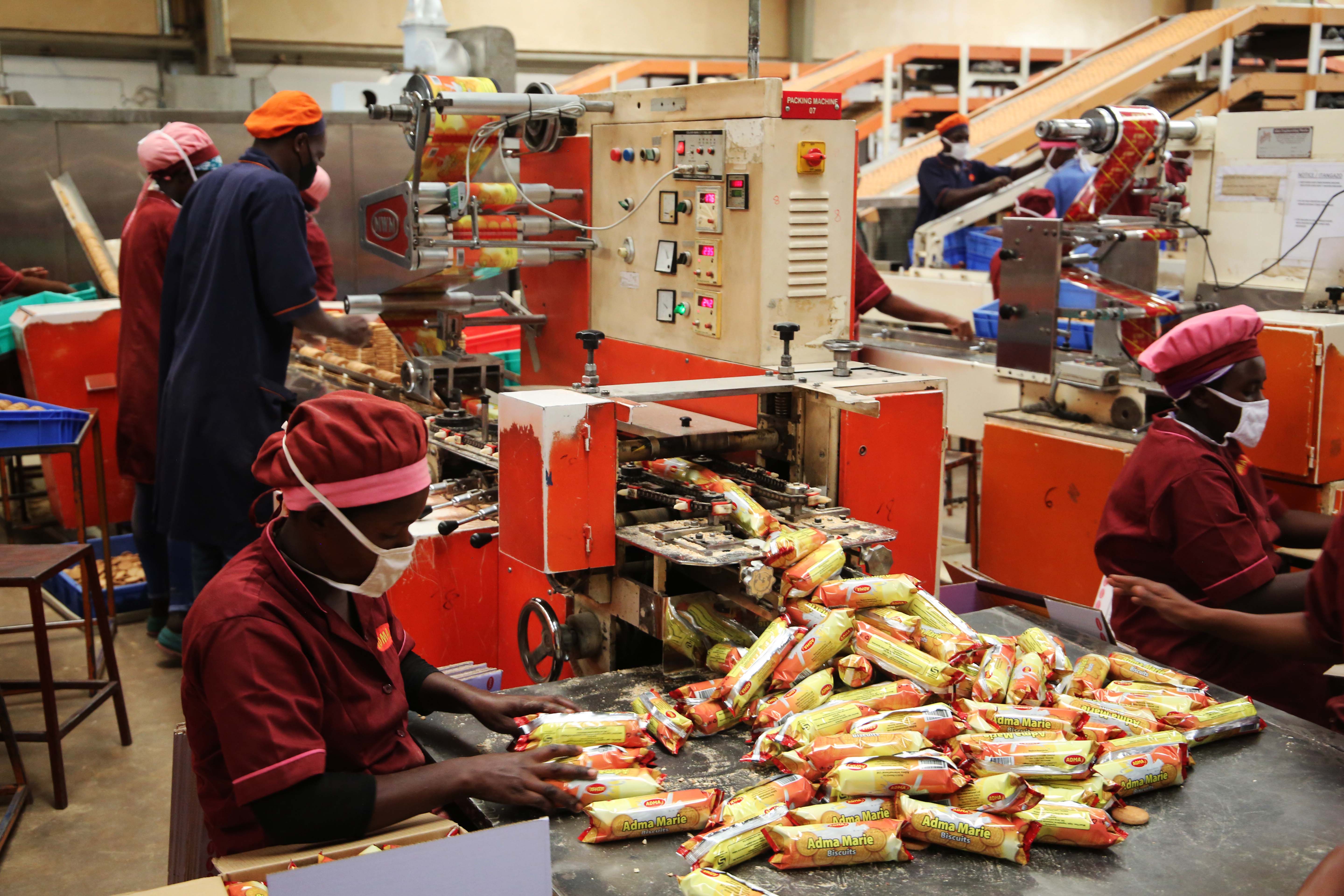 Workers at ADMA Rwanda factory at Kigali Special Economic Zone. Three key contributors to growth in the first three months of 2022 are services with 47 per cent, agriculture with 23 per cent, and Industries. Photo by Craish Bahizi