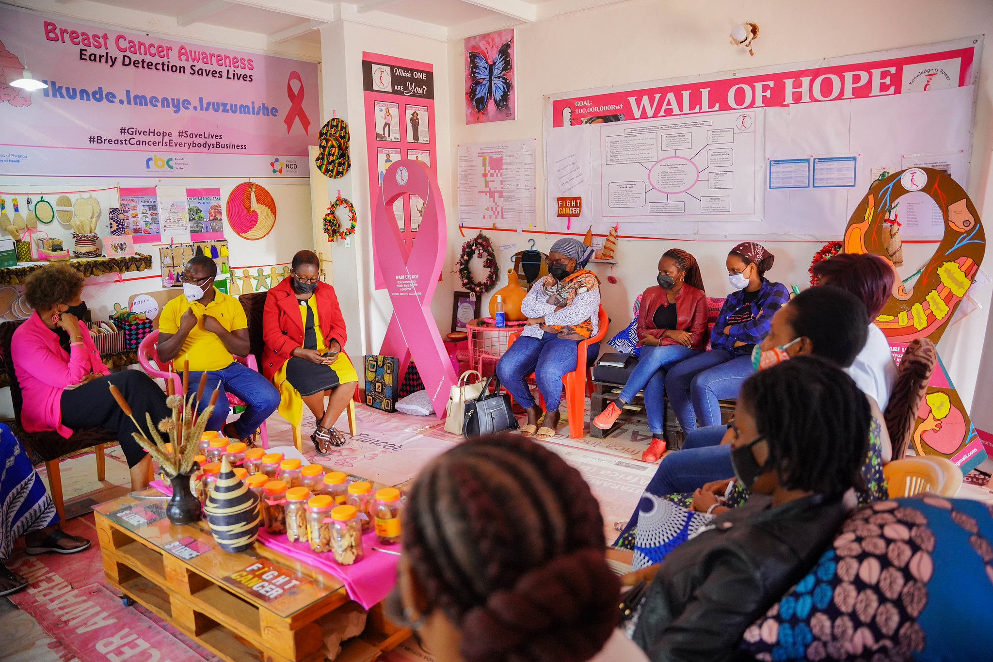 Cancer patients during a therapy session at a wellness center in Kigali. Group therapy is one way to seek psychological support. Photo/ Sam Ngendahimana.