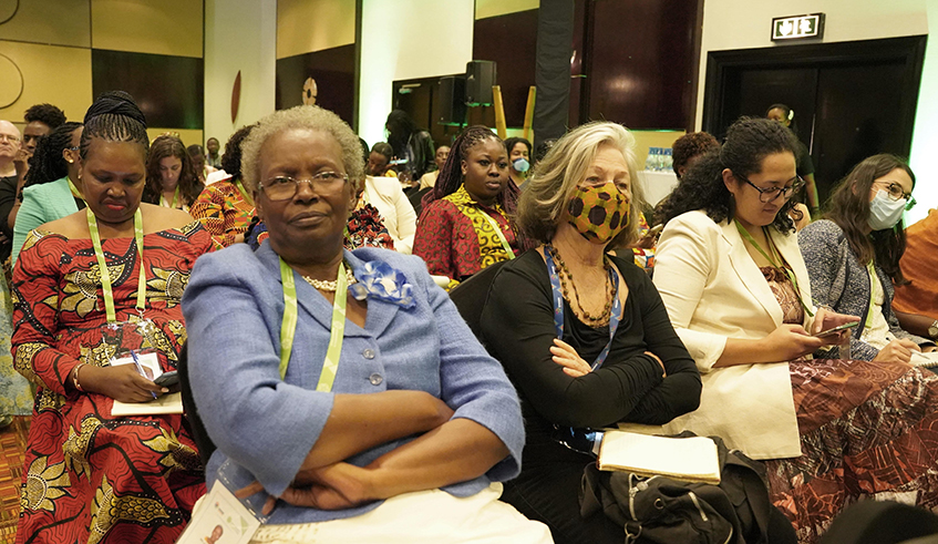 Delegates follow a panel discussions during the Commonwealth Women Forum in Kigali on June 20. Photo: Craish Bahizi.