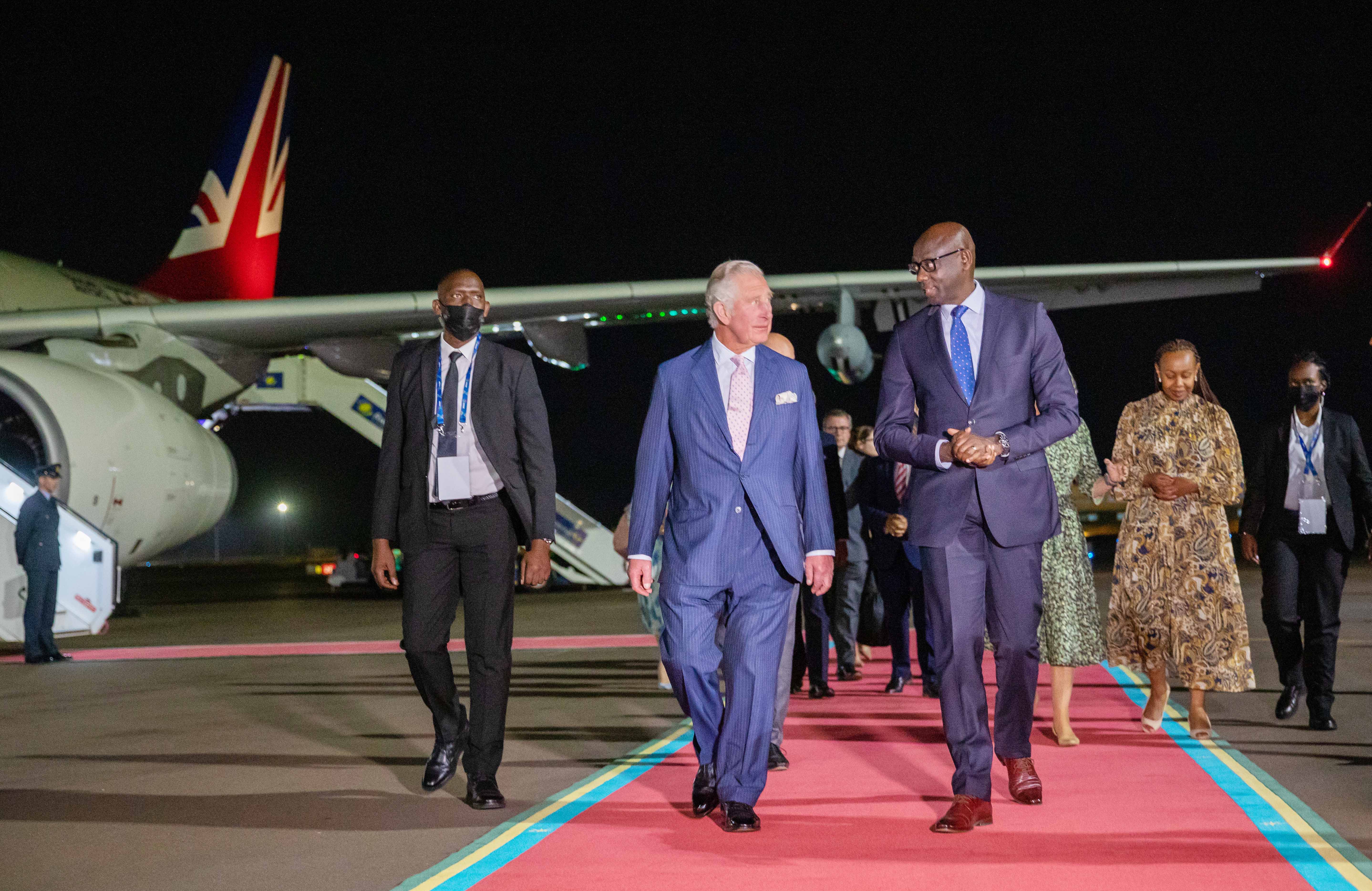 His Royal Highness Prince Charles  and Camilla, the Duchess of Cornwall arrive at Kigali International Airport for the Commonwealth Heads of Government Meeting   on Tuesday June 21,2022  .Photo by Olivier Mugwiza