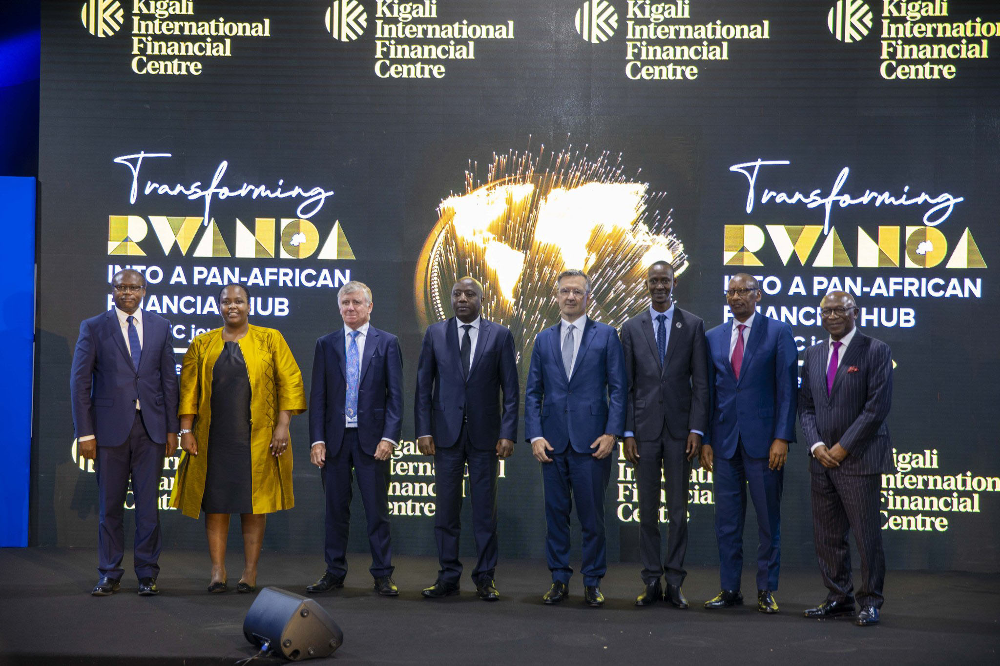 PM Edouard Ngirente (4th left) with other officials after a session on Transforming Rwanda into a pan-African financial hub at the ongoing Commonwealth Head of Government Meeting in Kigali, on Tuesday, June 21. Photo: Courtesy.