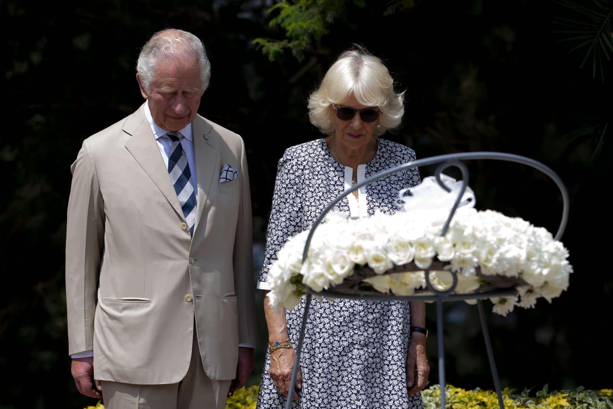 Prince Charles and his wife Camilla, The Duchess of Cornwall, observe a moment of silence in honour of the Genocide victims at Kigali Genocide Memorial on Wednesday, June 22. Photo: Courtesy.
