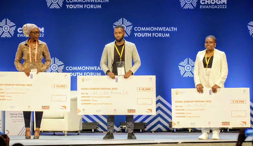 Three of the winning stratus are from Rwanda, and these are, Vuba Vuba Limited, Afrifood Limited-1oZ training Centre-a business training centre, and Salubata. Courtesy 