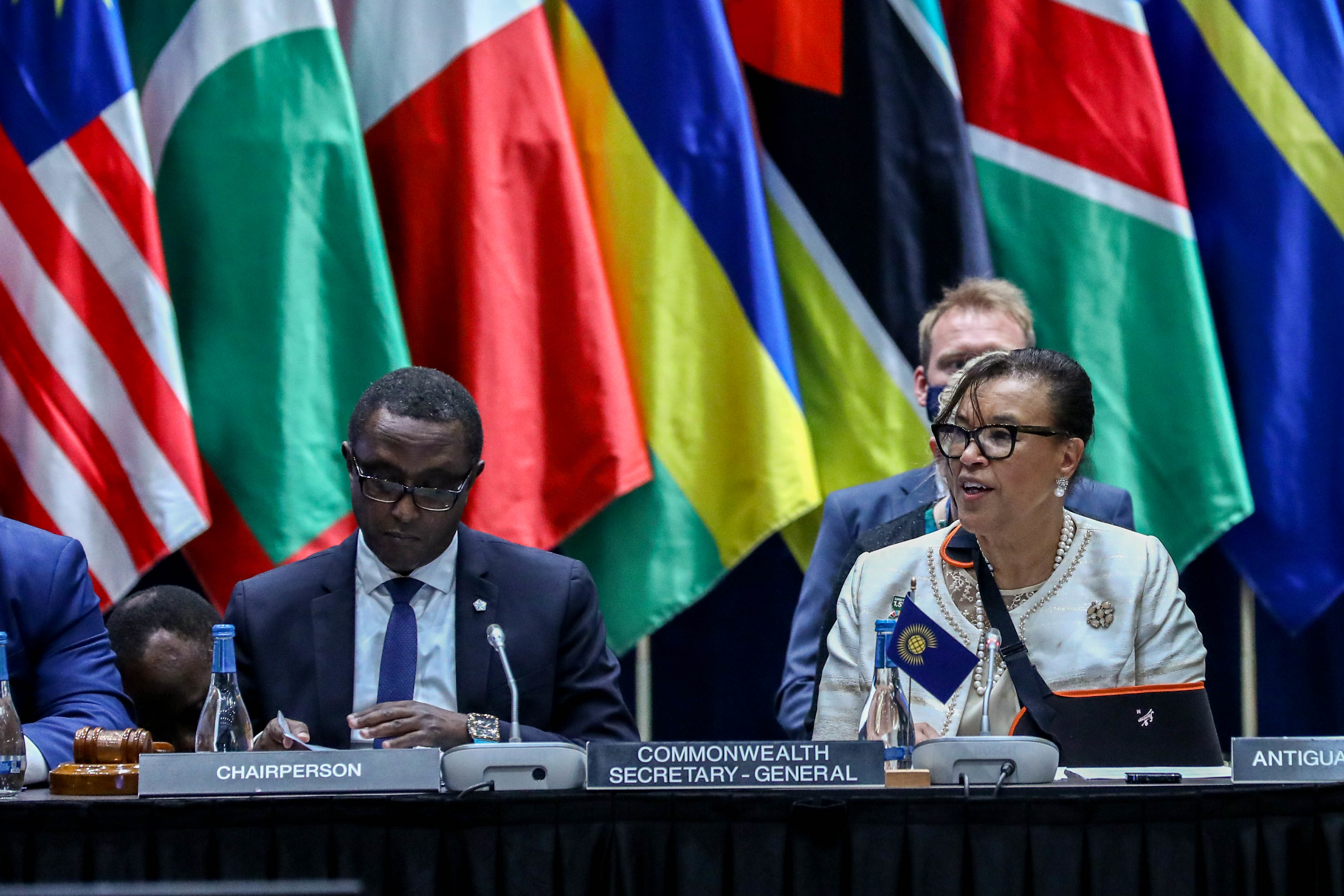 The meeting of ministers was chaired by Rwandau2019s Foreign affairs Minister, Vincent Biruta, flanked by Commonwealth Secretary-General, Patricia Scotland QC in Kigali on June 22. 
