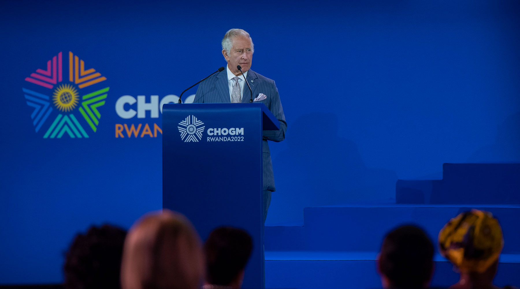 Prince Charles delivers remarks while officiating the official opening of 26th Commonwealth Heads of Government Meeting in Kigali on June 24. 