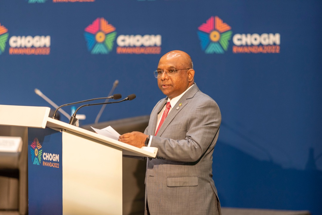 Abdulla Shahid, President of the 76th session of the UN General Assembly, speaking at the Commonwealth Business Forum on Thursday, June 23. He urged the international community to accelerate SDG actions to build back better, stronger, greener, and bluer. 