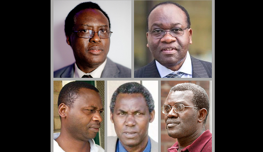 Five indicted Genocide suspects living in the UK. Top row (L-R): Cu00e9lestin Mutabaruka and Dr Vincent Bajinya. Bottom row (L-R): Charles Munyaneza, Cu00e9lestin Ugirashebuja and Emmanuel Nteziryayo. Photos: File.