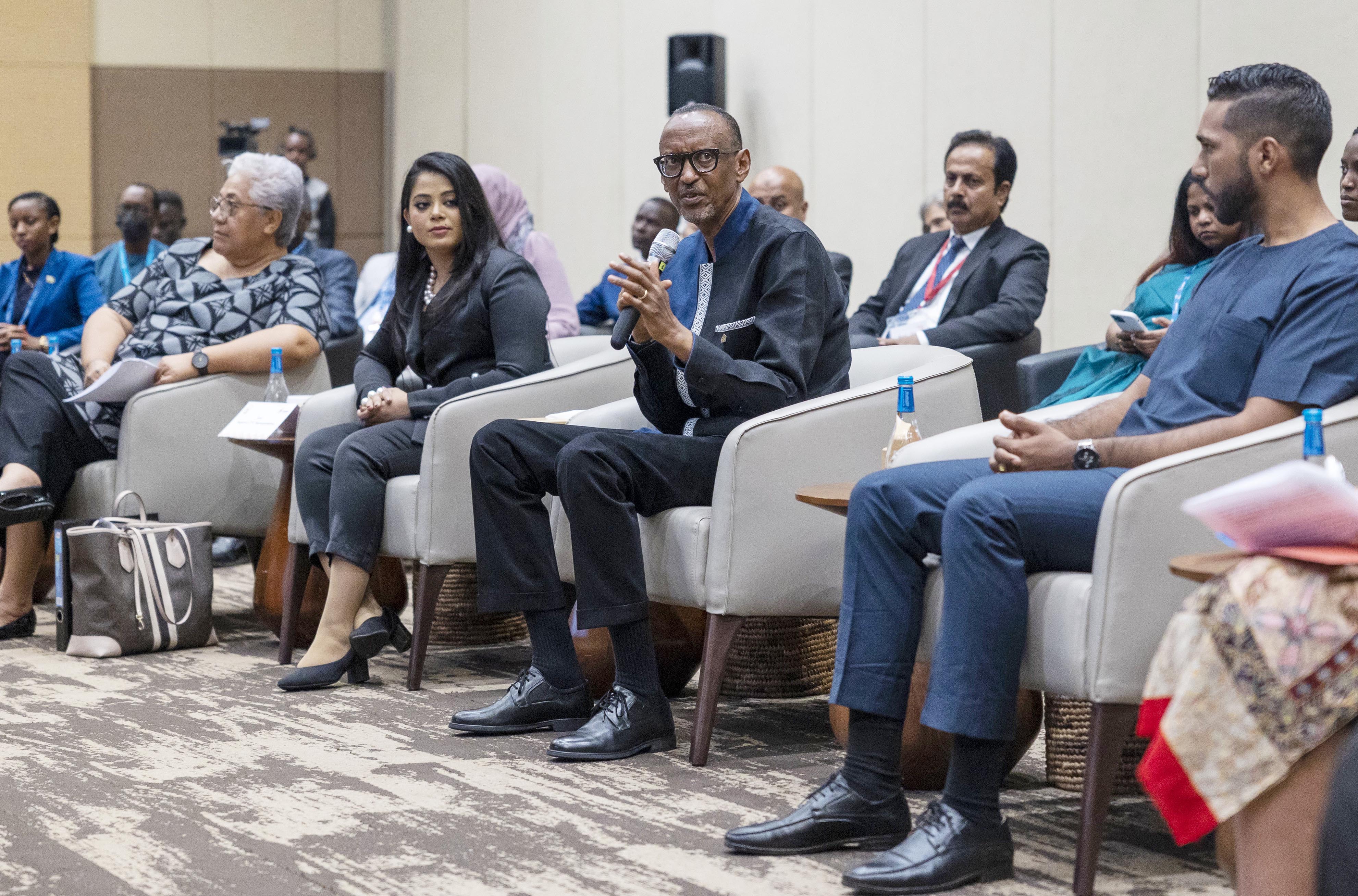 President Paul Kagame speaks at the 7th Commonwealth Intergenerational Dialogue that took place on the sidelines of the Commonwealth Heads of Government Meeting in Kigali on June 25.