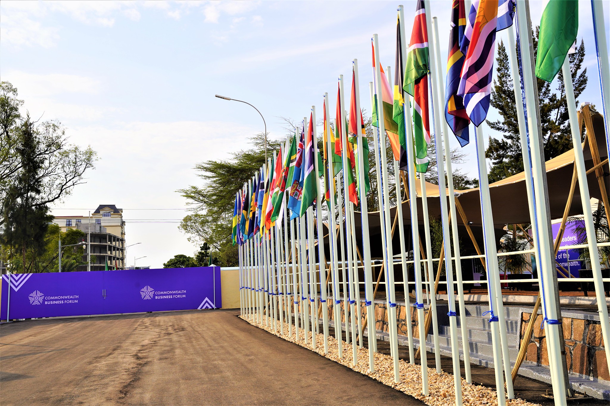 A picture that show flags of the Commonwealth member states that were hoisted in Kigali during the CHOGM 2022. Photo by Craish BAHIZI