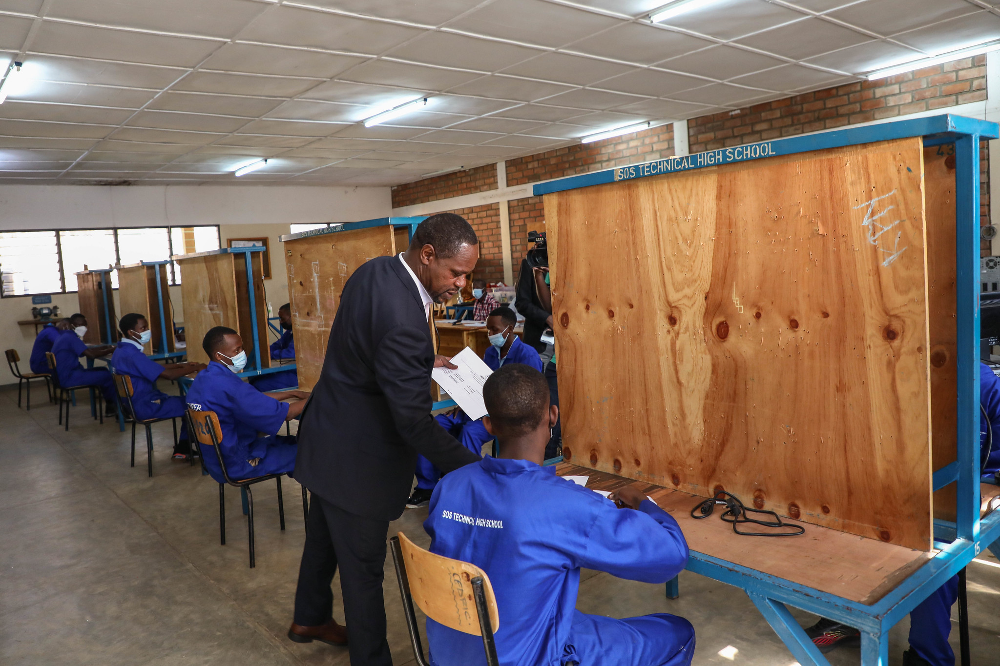 Bernard Bahati, Director General of NESA officially launches the TVET National Examinations at SOS Technical School in Kigali on June 27. Photos by Dan Nsengiyumva