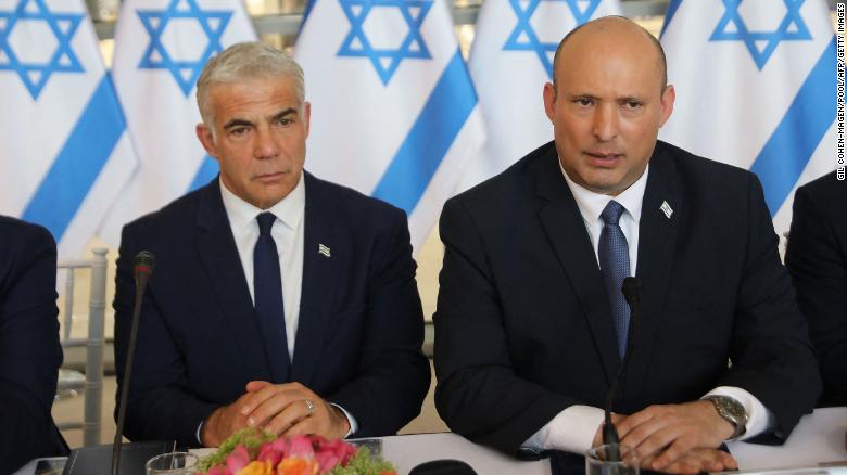 Bennett (right) will cease to be Prime Minister on Friday, with Lapid (left) taking over..