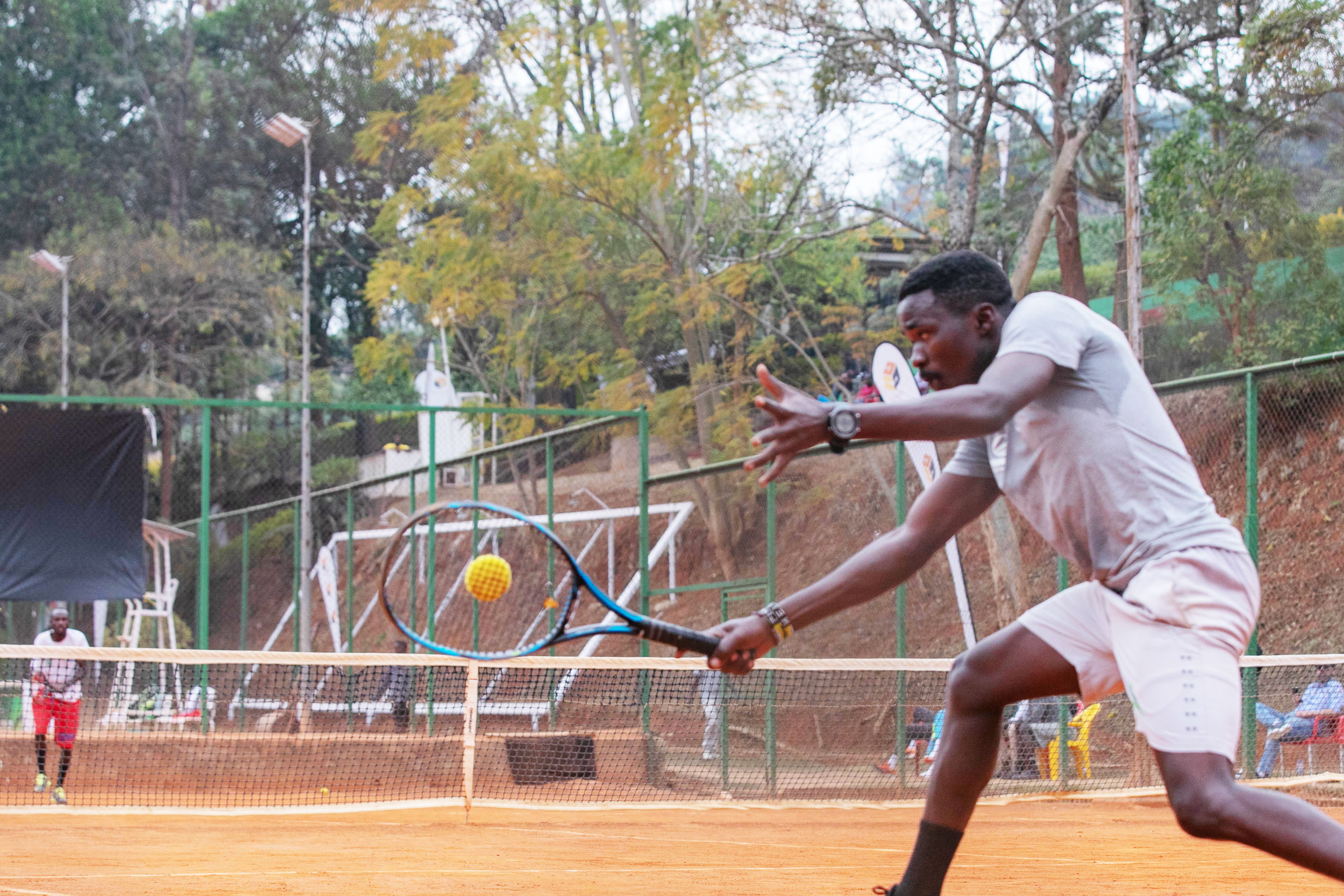 Tennis player Etienne Niyigena during a local competition at Cercle Sportif. Niyigena will participate in the Davis Cup. 