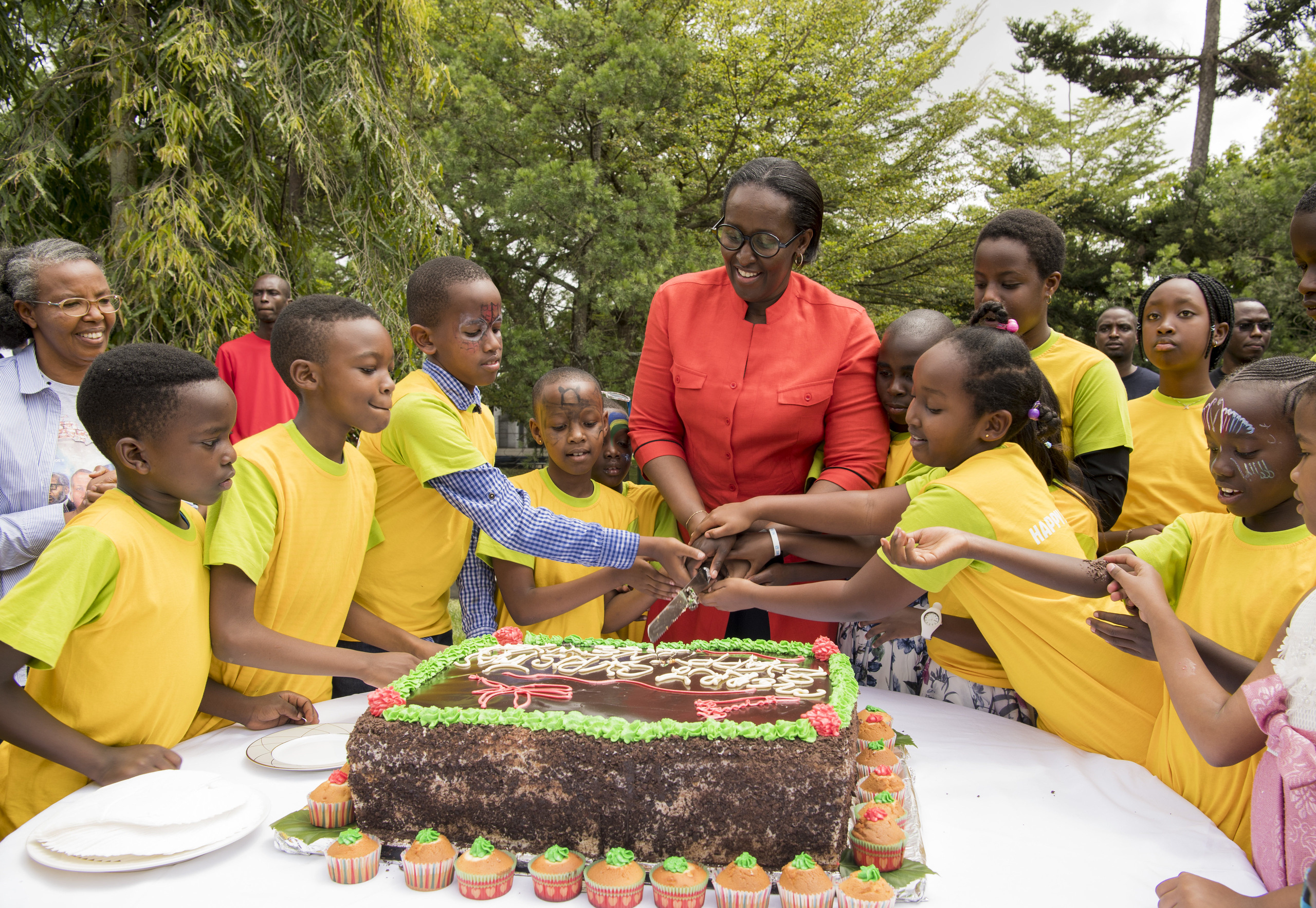 First Lady Jeannette Kagame hosts over 200 children from across the country for the annual End of Year Children's Party, on December 15, 2019, which was marked by exchange of gifts and cake cutting.  Courtesy. 