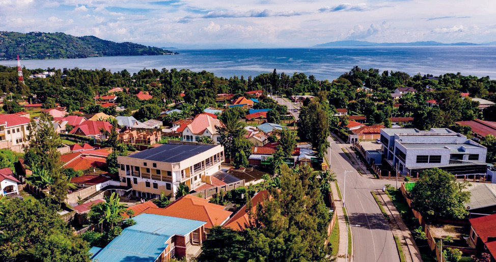 An aerial view of Rubavu town with Lake Kivu in sight. It is one of Rwandau2019s secondary cities. Photo: File.