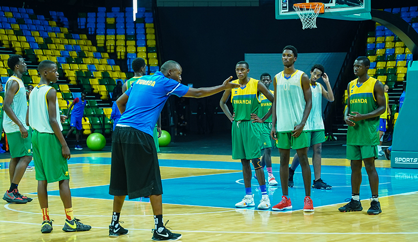 The U-18 boysu2019 national basketball team during a training session at BK Arena on June 7. / Photo: Dan Nsengiyumva.