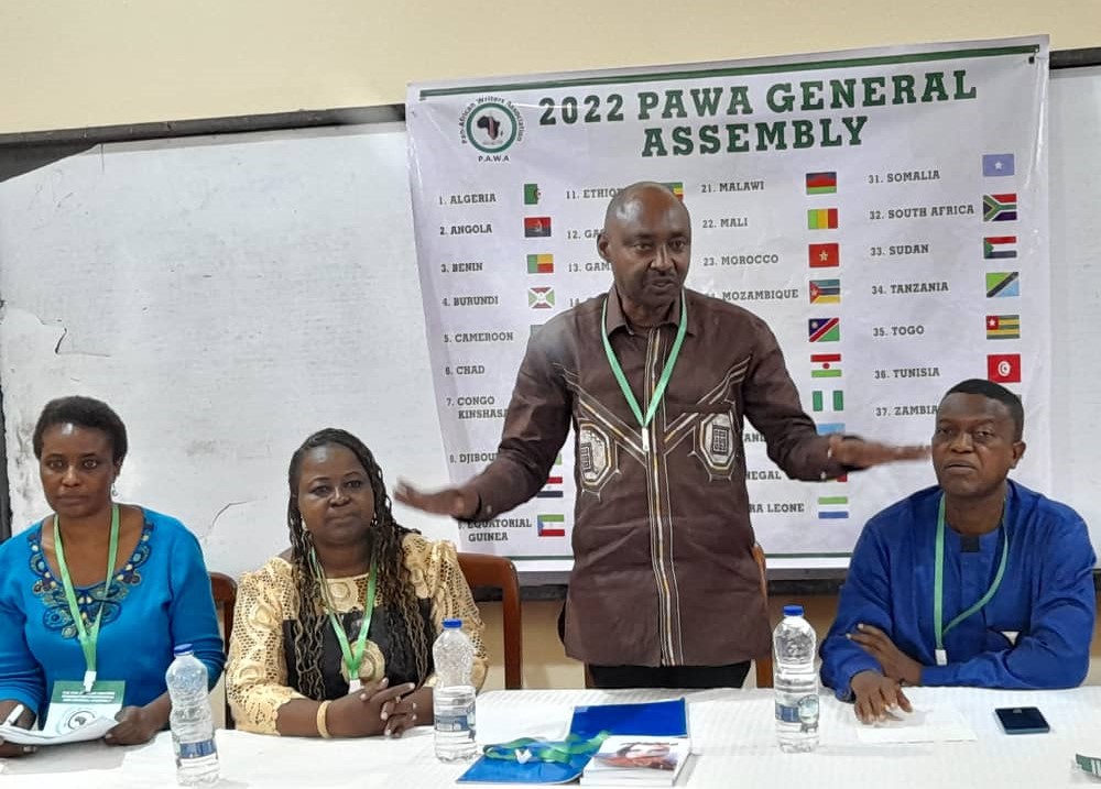 John Rusimbi speaking during the Pan African Writers Association (PAWA) general assembly. Courtesy photos