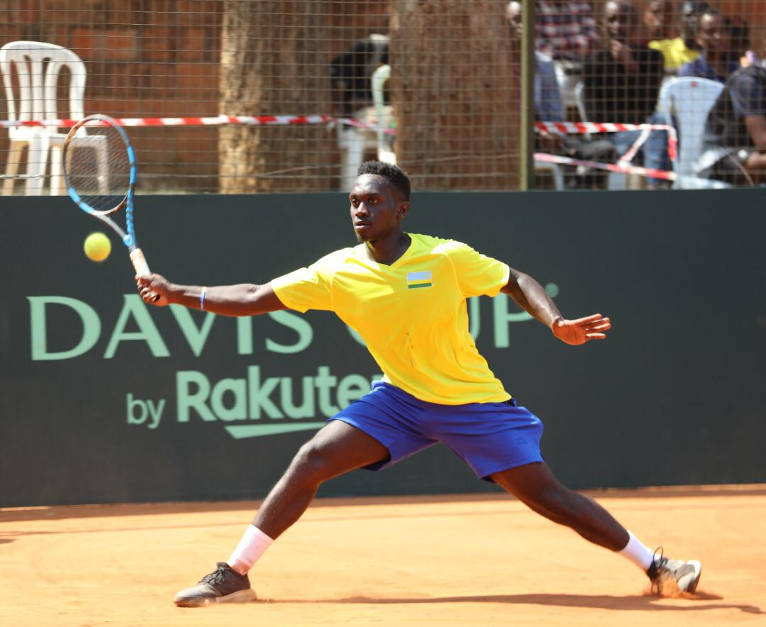 Bertin Karenzi is captaining the hosts at the ongoing Davis Cup tournament in Kigali. Rwanda is unbeaten after two matches. Photo: Courtesy.