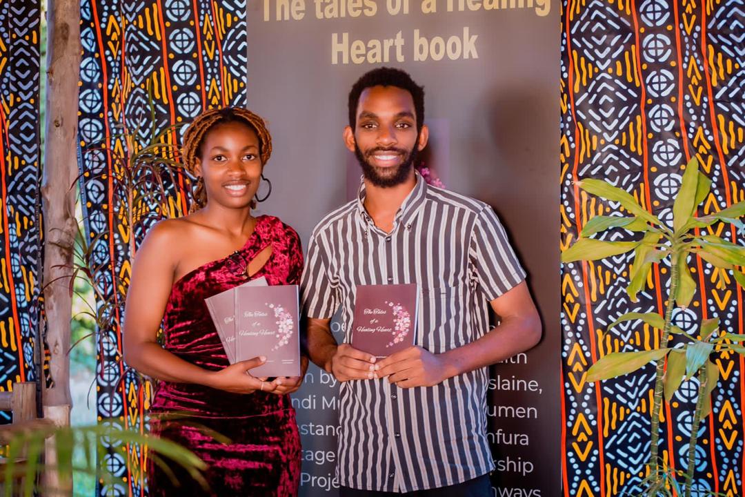 Alice Ghislaine Musabe and Muqtar Inkindi, two of the three authors of poetry collection, u2018The Tales of a Healing Heart.u2019
