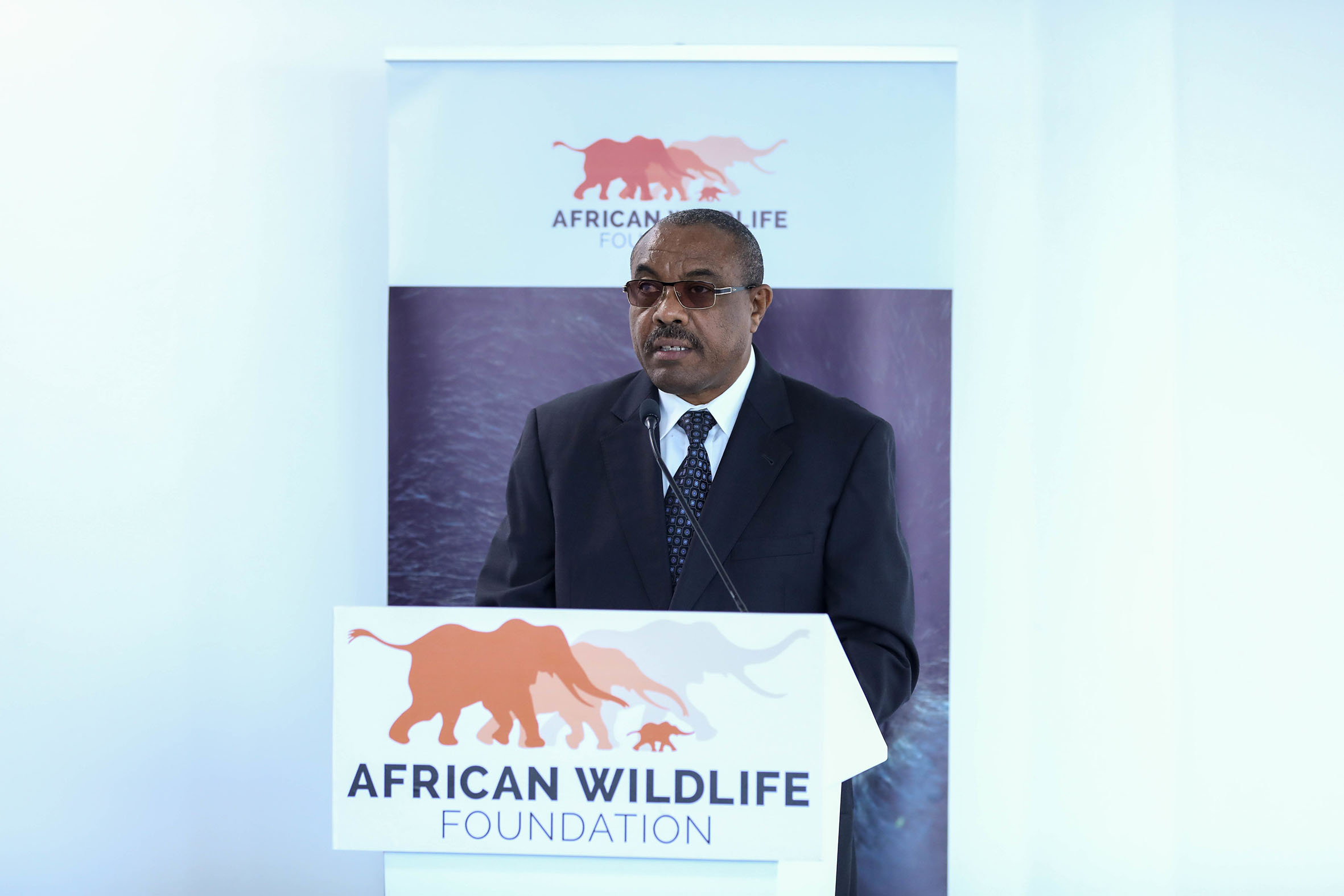 Former Ethiopian Prime Minister Hailemariam Desalegn delivers remarks at the official launch of the Rwandan office of African Wildlife Foundation, in Kigali on July 18. Photo: Dan Nsengiyumva.