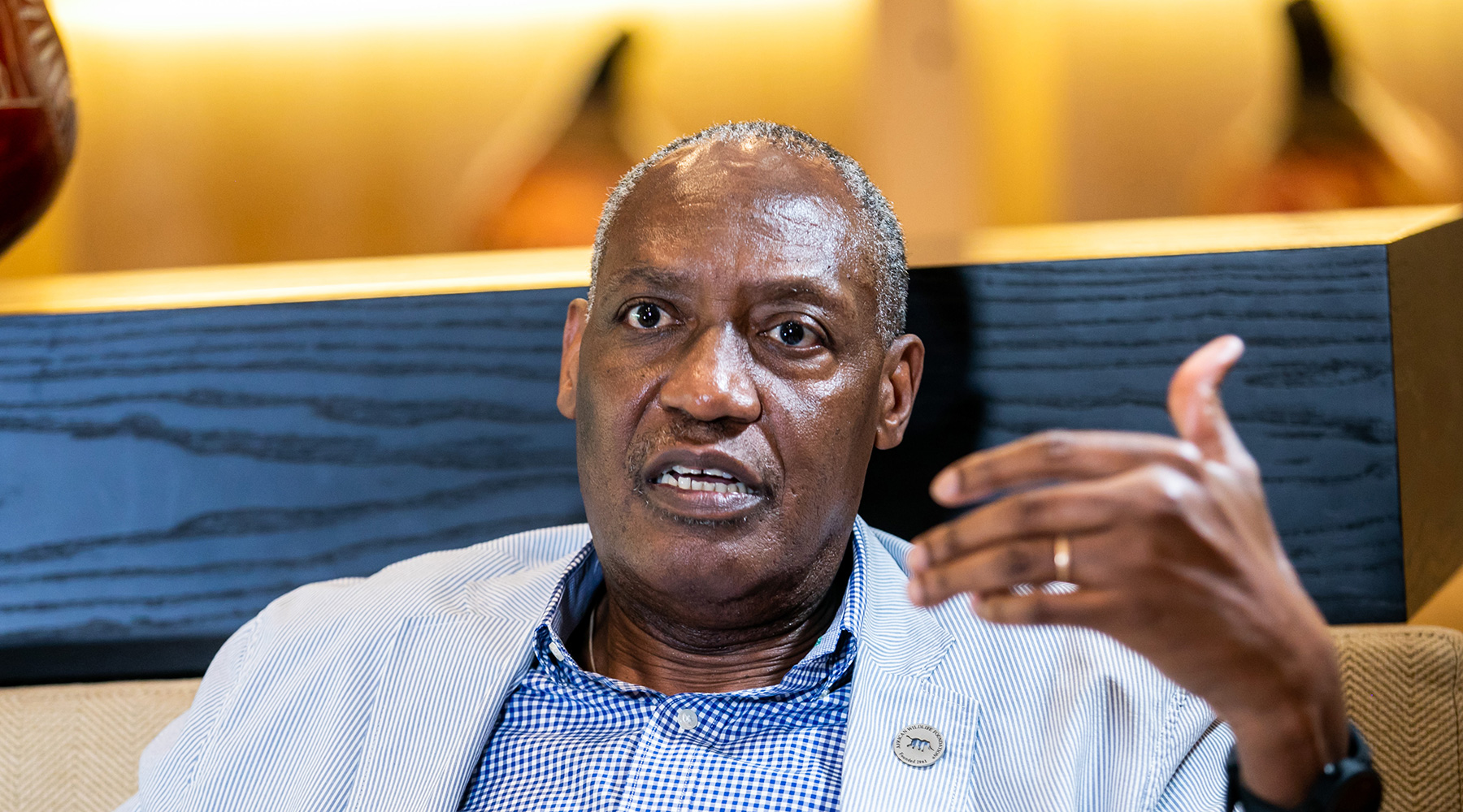 Kaddu Sebunya, the CEO of African Wildlife Foundation, delivers remarks at the inaugural African Protected Areas Congress in Kigali on Monday, July 18. Photo: Dan Nsengiyumva.