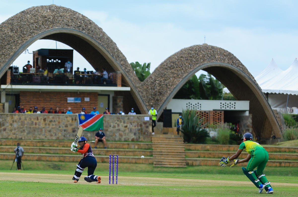 Players at the Gahanga cricket stadium in a past match. Rwanda has for the second time in a row been given the rights to host the ICC Menu2019s T20 World Cup Sub-regional Africa qualifiers. 