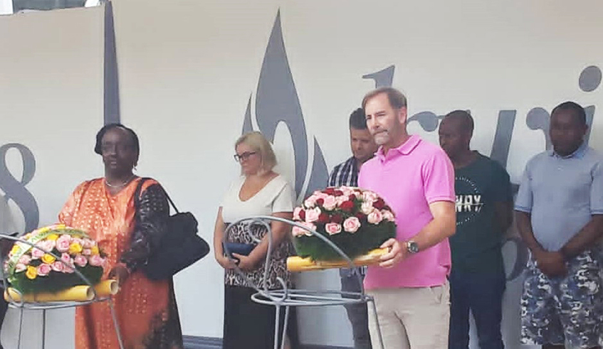 Members of BDO South Africa lay wreaths to pay tribute to the victims of the 1994 Genocide against the Tutsi at Kigali Genocide Memorial  on Sunday July 24,.Courtesy