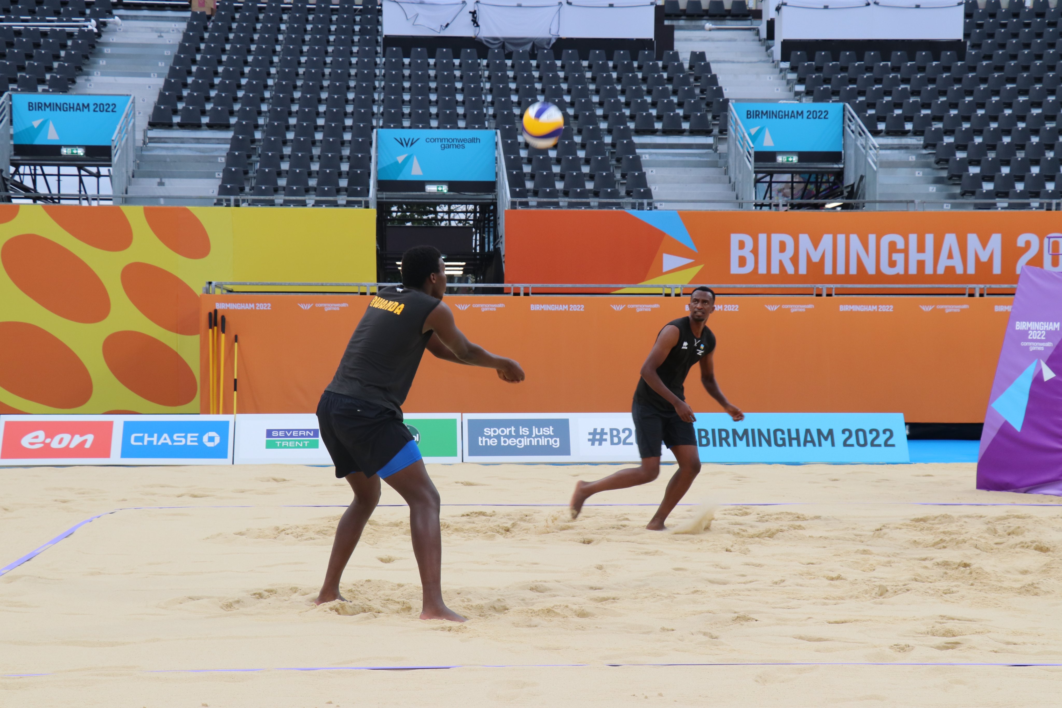 Team Rwanda during a training session in UK. The menu2019s national beach volleyball team  will take on South Africa . courtesy