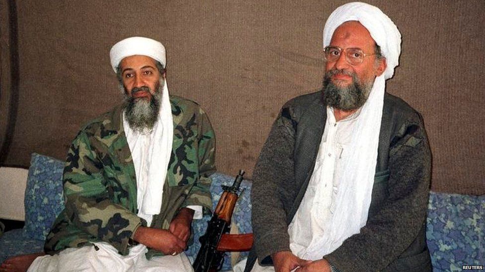 Bin Laden (left) and Zawahiri together declared war on the US and organised the 9/11 attacks. 