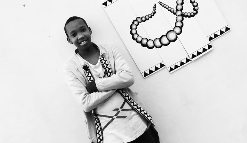 Patrick Ndahinyuka and some of his artworks. Courtesy photos.