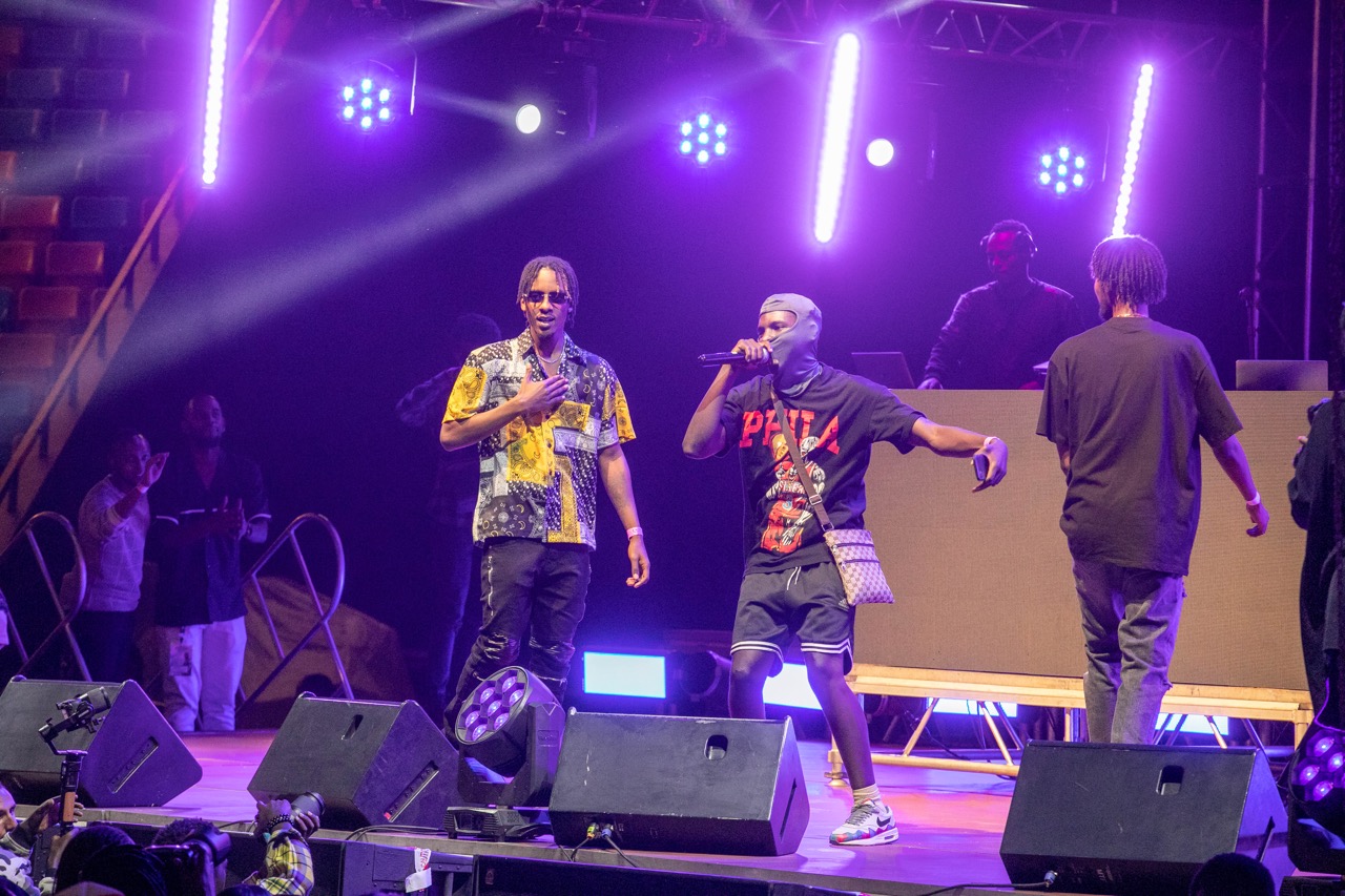Ish Kevin and Kenny K Sol performing live at 'Tayc Live in Kigali' show as they had prepared.