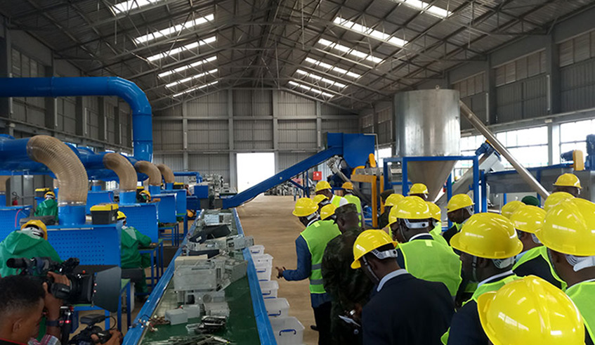 Visitors tour e-waste recycling and dimantling facility in Bugesera District.Rwanda and ARISE IIP have entered into a joint venture to develop Bugesera special economic zone. File
