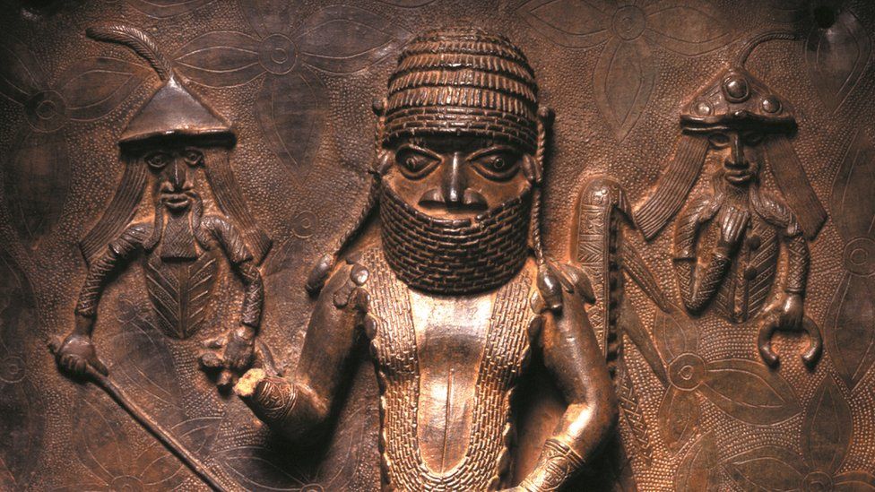 The Benin plaque of Chief Uwangue and Portuguese traders is one of the objects being returned to Nigeria. 