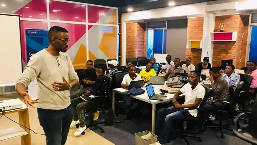 Local coders during a skills development workshop facilitated by a trainer from startup Andela Rwanda. Africau2019s innovation and tech ecosystem have flourished over the past few years.