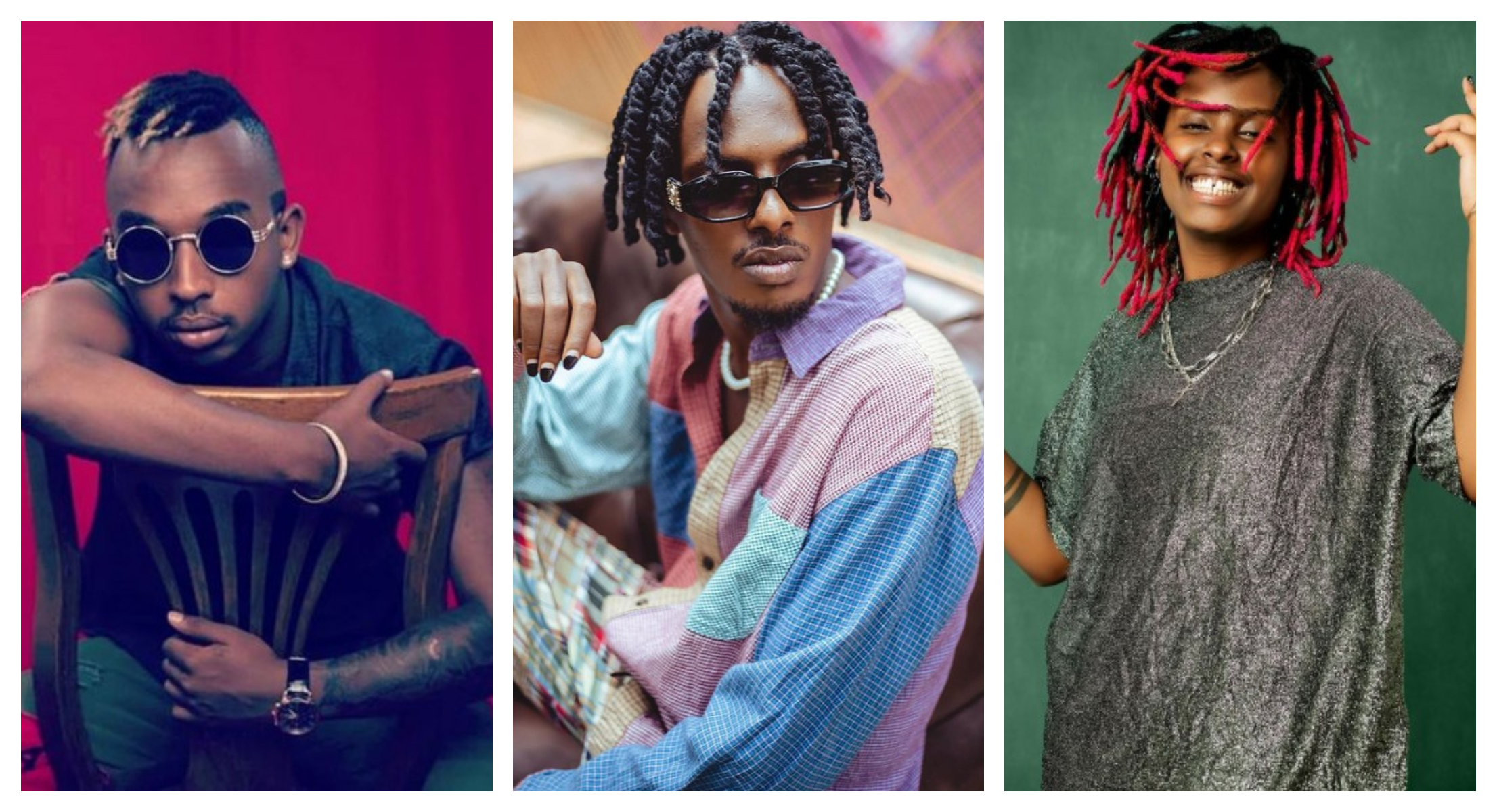 Clockwise: Kenny Sol, Juno Kizigenza and Ariel Wayz have called out pro- moters who exploit artistes for their gain. Net photos.