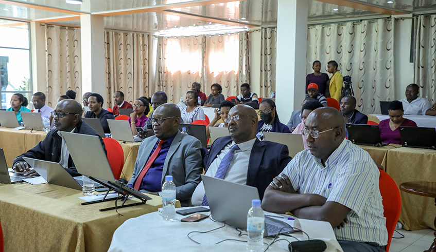 The prosecutors and inspectors during the training on the use of technology in issuing indictments against suspects in Kigali on August 9. All photos by Dan Nsengiyumva