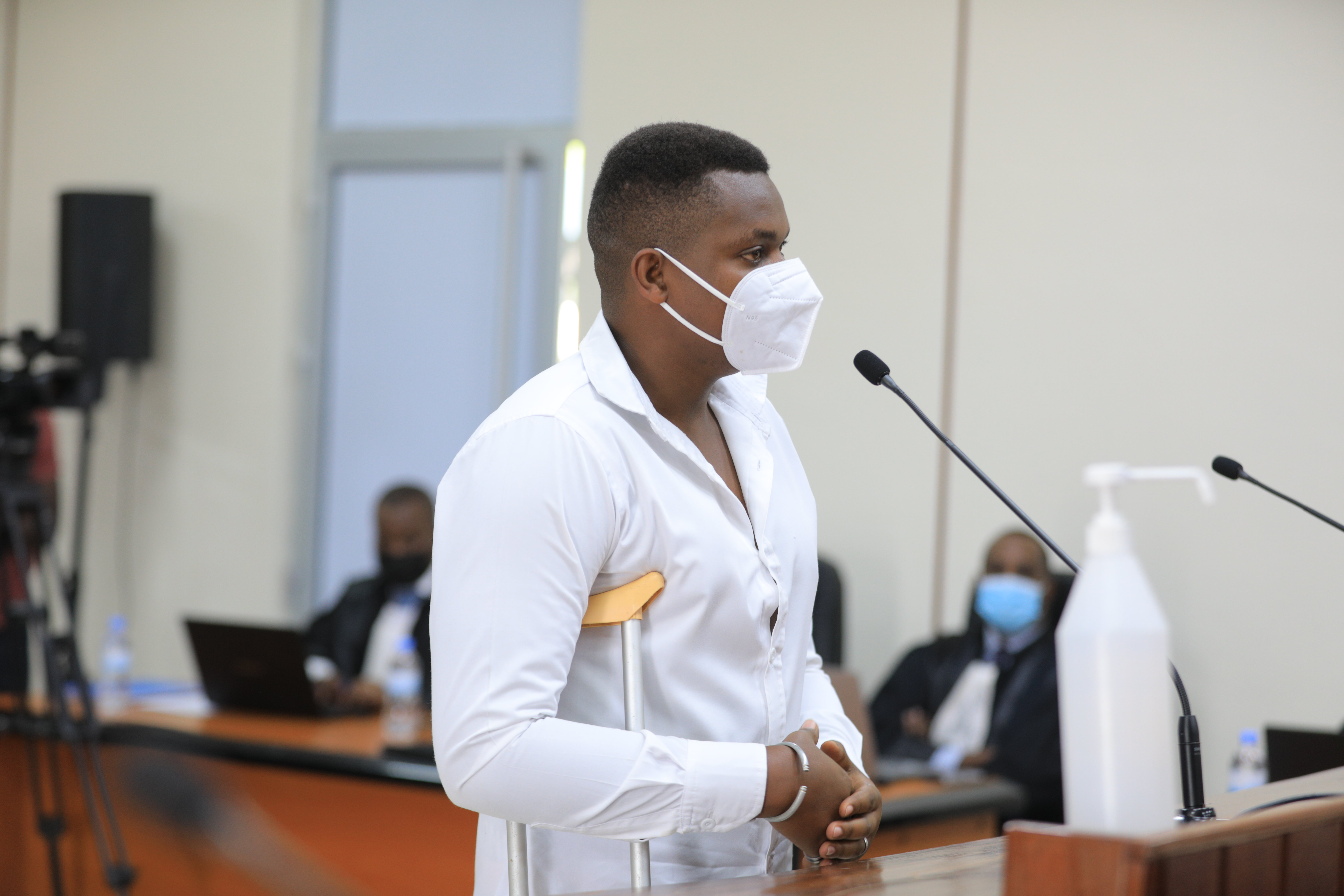 Vianney Bwimba,a victim of Nyungwe  witnessing to the court on June 16, 2021. Ninety-five people who were affected by the 2018 and 2019 terror attacks by the MRCD-FLN outfit have, in written form, narrated the ordeal. File