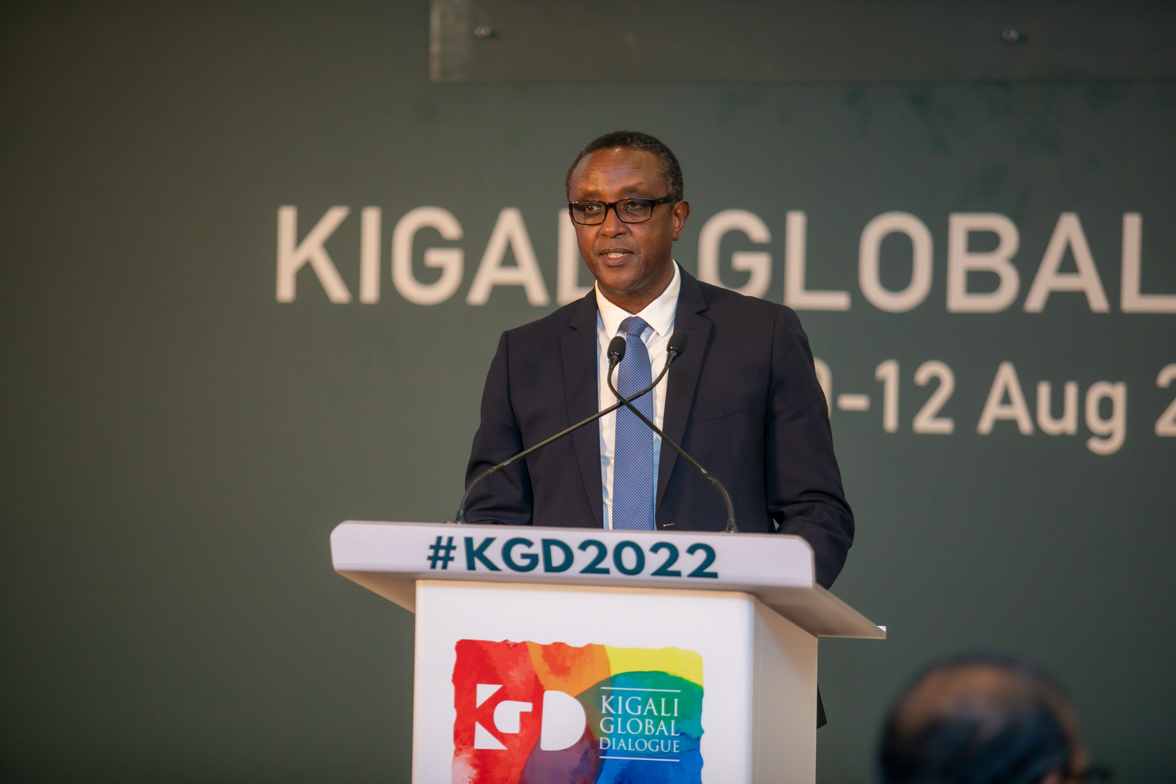 Minister for Foreign Affairs and International Cooperation Vincent Biruta addresses the Kigali Global Dialogue on August 10. / Courtesy