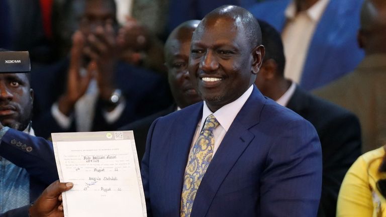 Kenyau2019s Independent Electoral and Boundaries Commission  declared William Ruto as the winner of the presidential election  on Monday August 15. / Courtesy